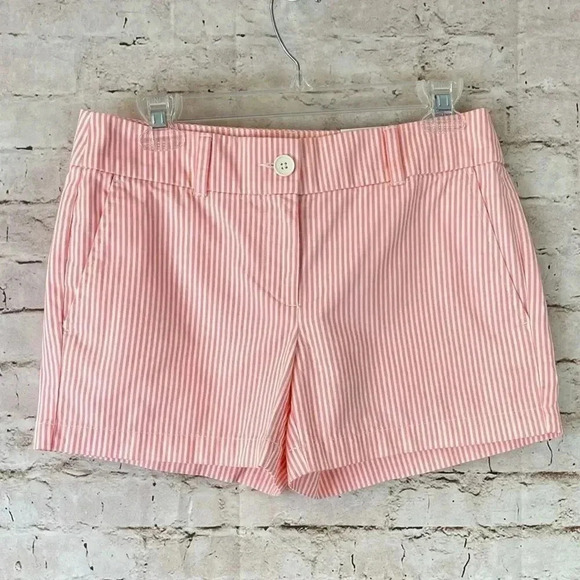 NWT Women's LOFT Outlet Coral Striped Shorts Sz 0 - Picture 1 of 7